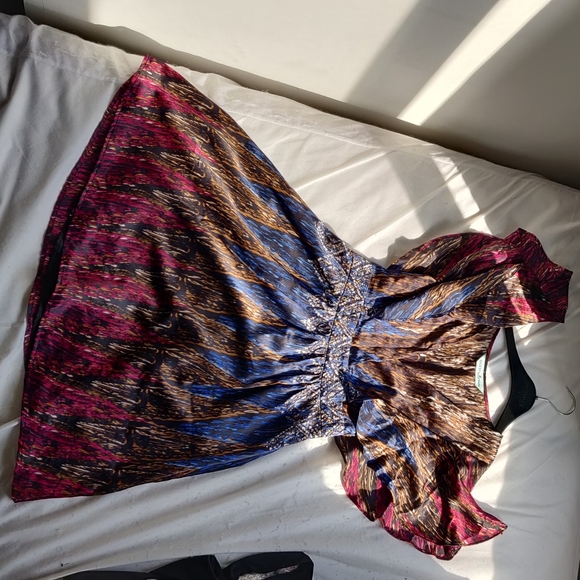 Silk fit and flare flutter sleeve mini dress - Picture 8 of 13